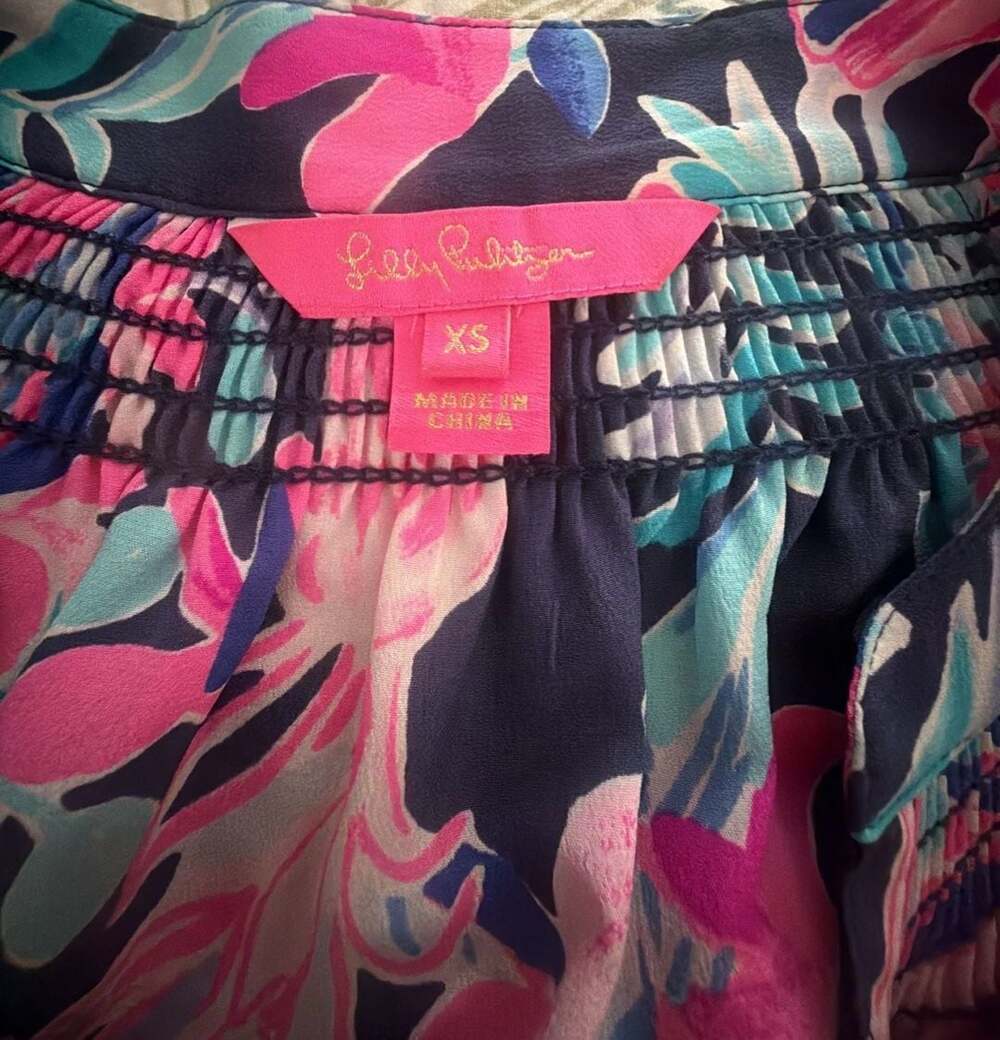 Lilly Pulitzer Elsa Silk Top Blouse Cockatoo Pink Pretty In Pink #000657 Sz S